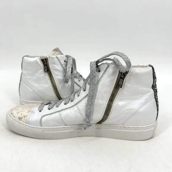 P448 Star High Top Sneaker Sunset Snake Embossed Leather Glitter White 39 9