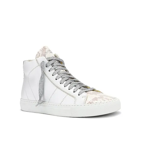 P448 Star High Top Sneaker Sunset Snake Embossed Leather Glitter White 39 9