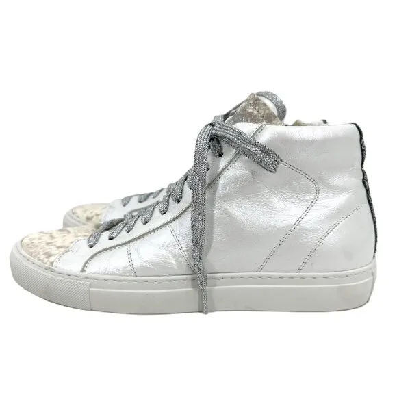P448 Star High Top Sneaker Sunset Snake Embossed Leather Glitter White 39 9