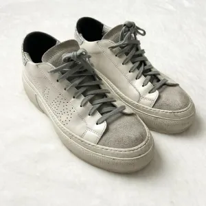 P448 Thea Low Top Leather Lace Up Platform Sneakers White Size 40 EU 9/9.5 US