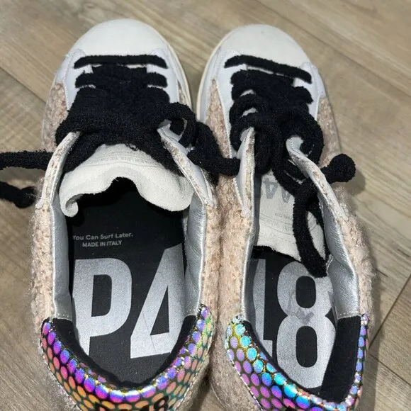 P448 Thea Platform Suede Sparkle Sneakers Size 37