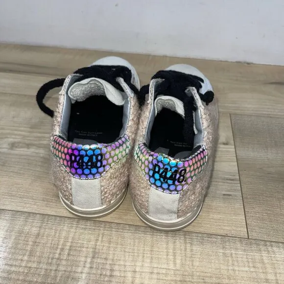 P448 Thea Platform Suede Sparkle Sneakers Size 37