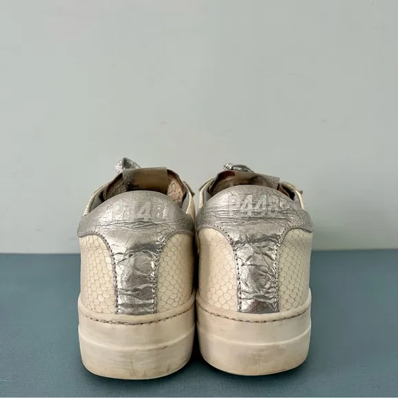 P448 Thea Python Roccia White Leather Platform Sneakers