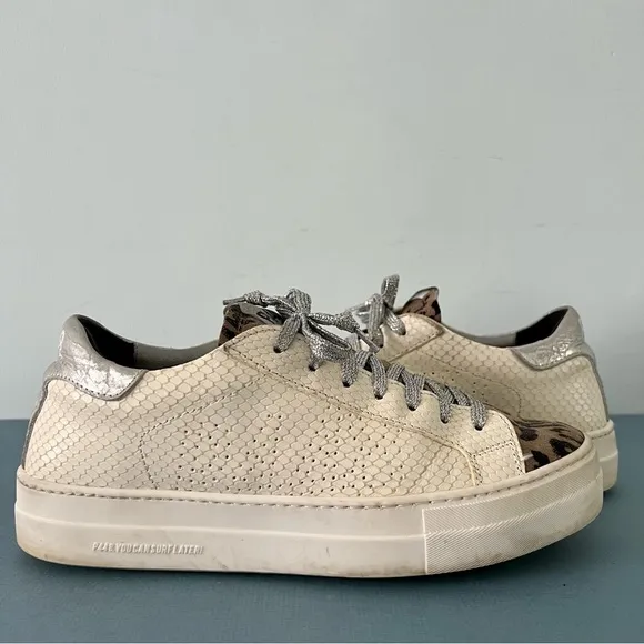 P448 Thea Python Roccia White Leather Platform Sneakers