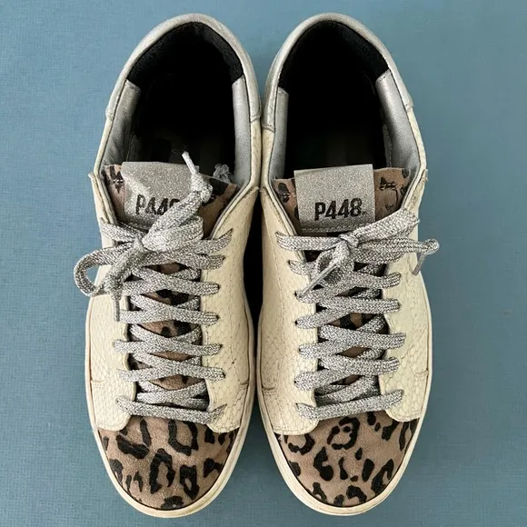P448 Thea Python Roccia White Leather Platform Sneakers