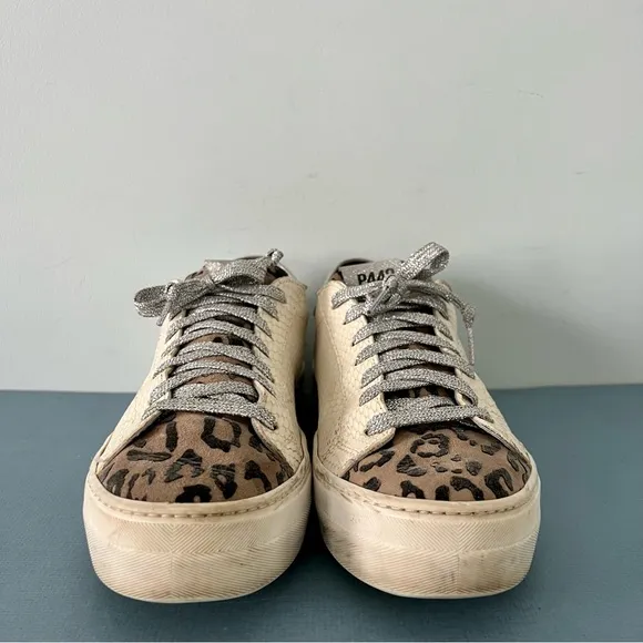 P448 Thea Python Roccia White Leather Platform Sneakers