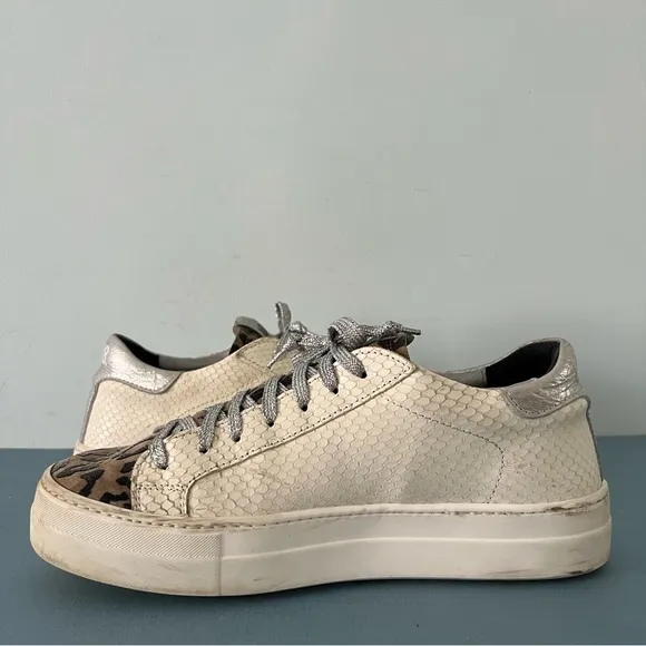 P448 Thea Python Roccia White Leather Platform Sneakers
