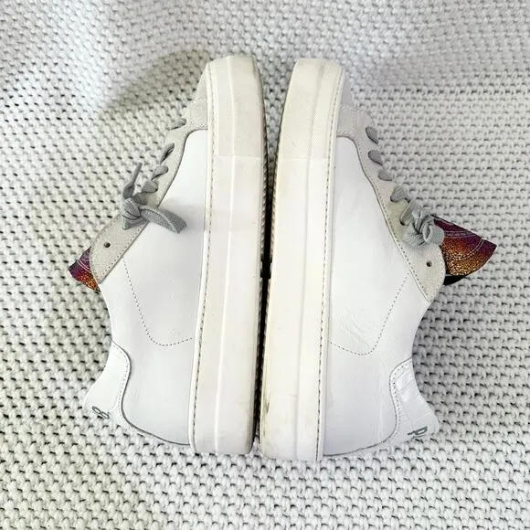 P448 Thea Rainbow Tongue White Platform Low Top Sneakers Women 38 Made in Italy