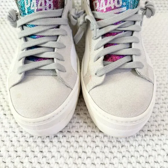 P448 Thea Rainbow Tongue White Platform Low Top Sneakers Women 38 Made in Italy