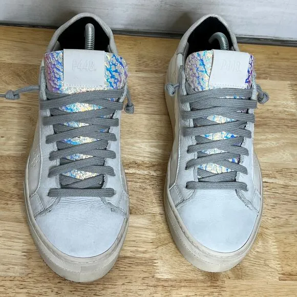 P448 Thea Unicorn Platform Sneakers White Metallic Shoe Size 8.5