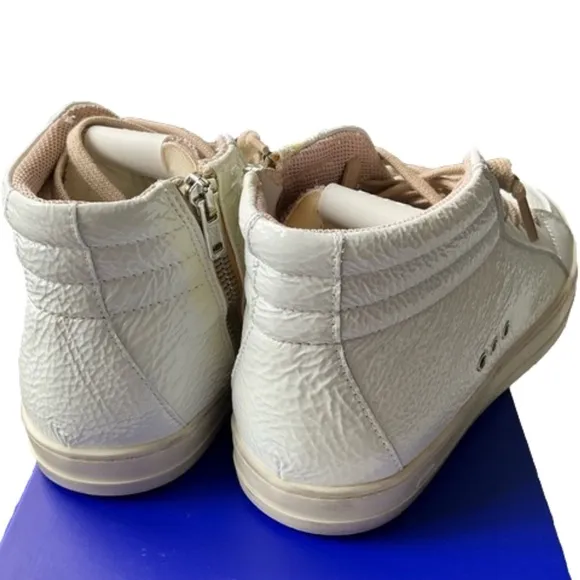 P448 White and Cream High-Top Sneakers
