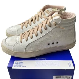 P448 White and Cream High-Top Sneakers
