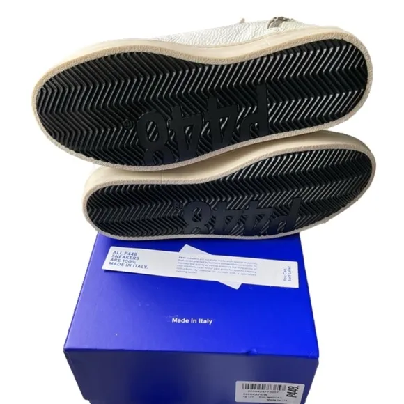 P448 White and Cream High-Top Sneakers