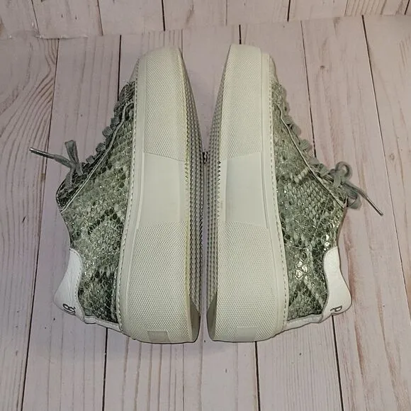 P448 WOMENS LOUISE PLATFORM SNEAKERS GREEN SNAKE PRINT SIZE 36  6