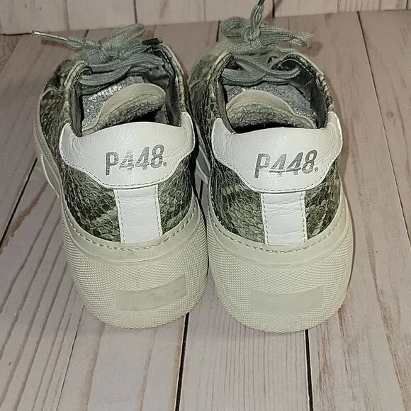 P448 WOMENS LOUISE PLATFORM SNEAKERS GREEN SNAKE PRINT SIZE 36  6