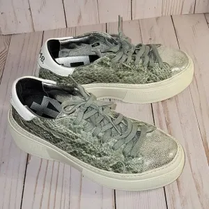 P448 WOMENS LOUISE PLATFORM SNEAKERS GREEN SNAKE PRINT SIZE 36  6