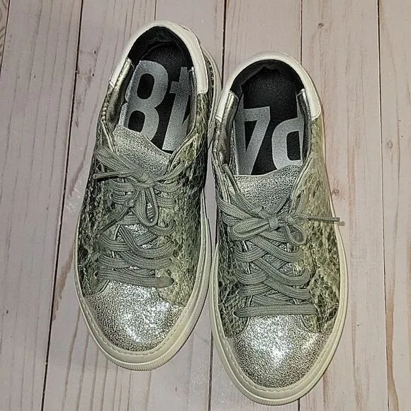 P448 WOMENS LOUISE PLATFORM SNEAKERS GREEN SNAKE PRINT SIZE 36  6