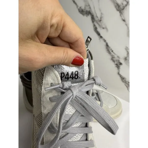 P448  Women's Skate Prisma  High Top Metallic Sneakers Size EU 43 US 12.5/13 NWT