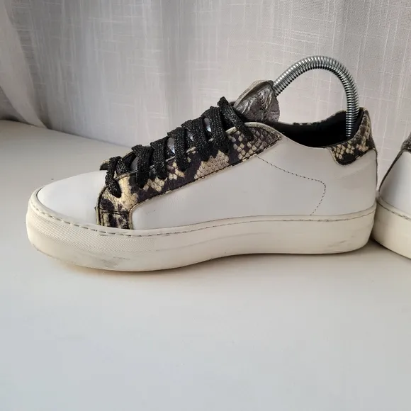 P448 women's Thea white platform snakeskin print leather sneakers size EU 39