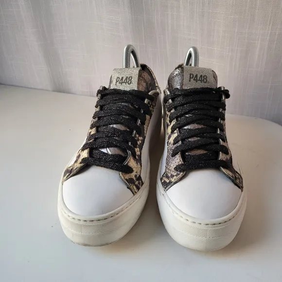 P448 women's Thea white platform snakeskin print leather sneakers size EU 39