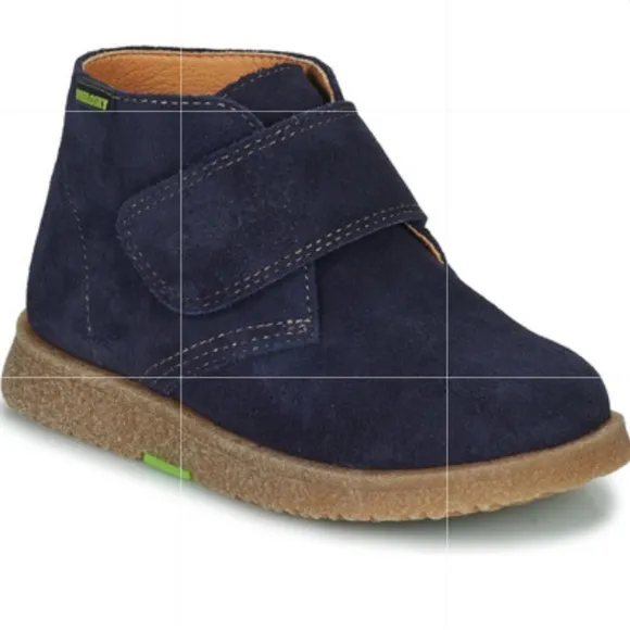 Pablosky kids genuine suede navy blue Velcro booties