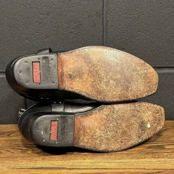 Padilla Mexico Black Leather Western Harness Boots Mens 8.5-9.5 See Measurements