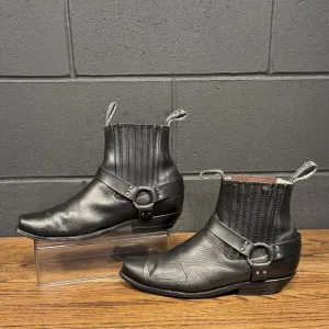 Padilla Mexico Black Leather Western Harness Boots Mens 8.5-9.5 See Measurements