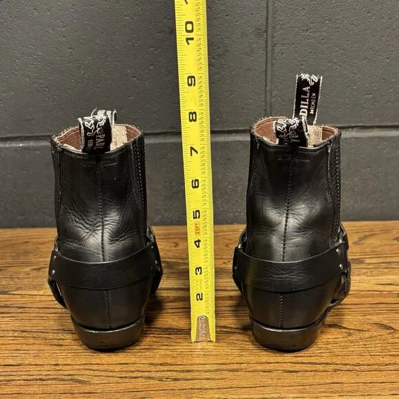 Padilla Mexico Black Leather Western Harness Boots Mens 8.5-9.5 See Measurements