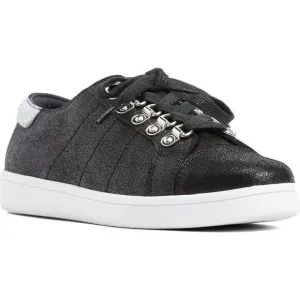 PAIGE Ava Lace Up Suede Sneakers Shoes Leather Distressed Black Silver Size 6