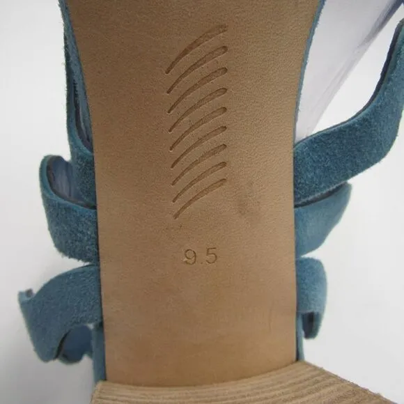 Paige Sage Scallop Suede Block Heel Shoes Sandals