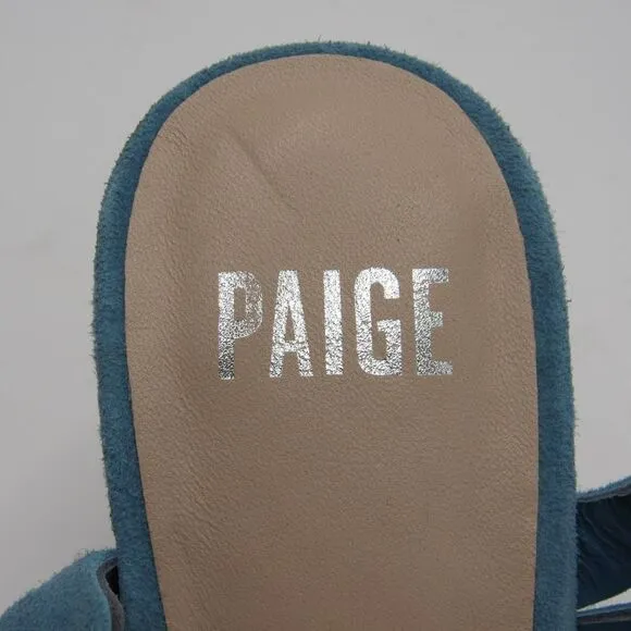 Paige Sage Scallop Suede Block Heel Shoes Sandals