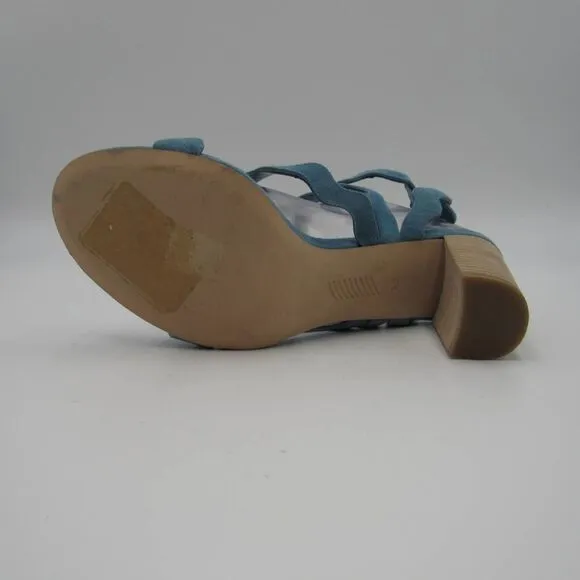 Paige Sage Scallop Suede Block Heel Shoes Sandals