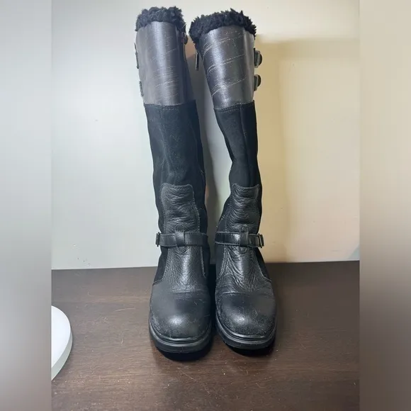 Pajar‎ Shoe Shoes Black Leather Boots Woman Black Size 7.5- 38