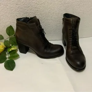 PANTANETTI Brown Leather Women's Shoes Ankle Boots Italy Size US 8.5  EU 38.5