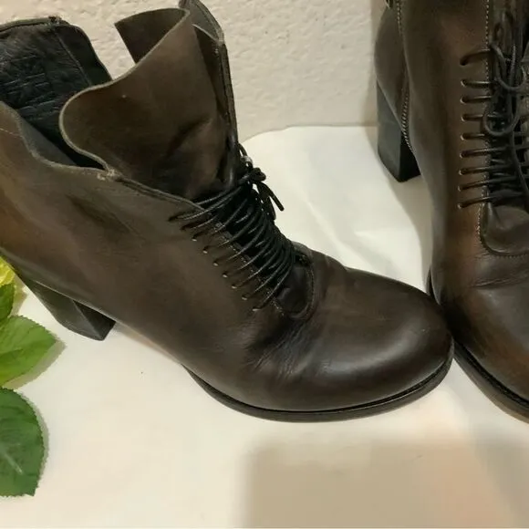 PANTANETTI Brown Leather Women's Shoes Ankle Boots Italy Size US 8.5  EU 38.5
