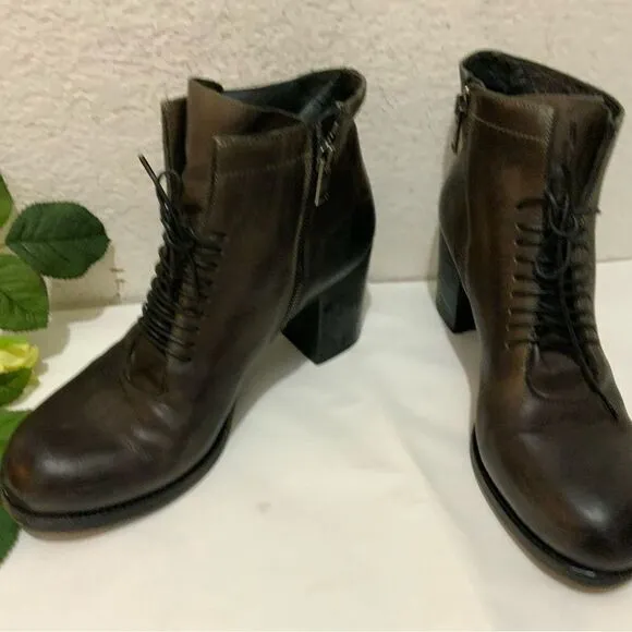 PANTANETTI Brown Leather Women's Shoes Ankle Boots Italy Size US 8.5  EU 38.5