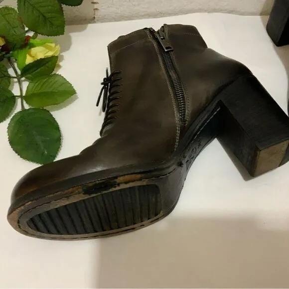 PANTANETTI Brown Leather Women's Shoes Ankle Boots Italy Size US 8.5  EU 38.5