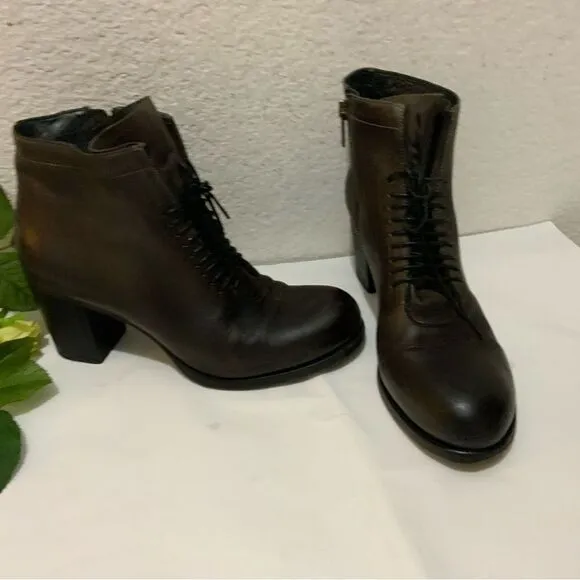 PANTANETTI Brown Leather Women's Shoes Ankle Boots Italy Size US 8.5  EU 38.5