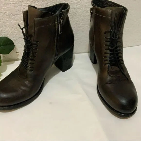 PANTANETTI Brown Leather Women's Shoes Ankle Boots Italy Size US 8.5  EU 38.5