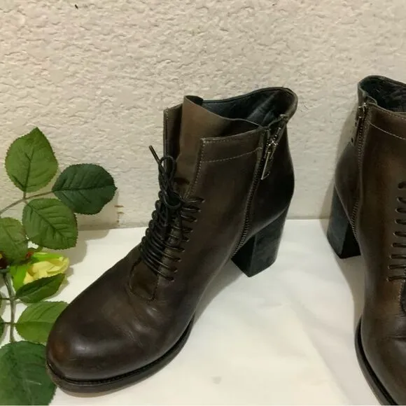 PANTANETTI Brown Leather Women's Shoes Ankle Boots Italy Size US 8.5  EU 38.5