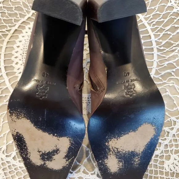 Parlanti Leather Square Toe Heeled Ankle Boots