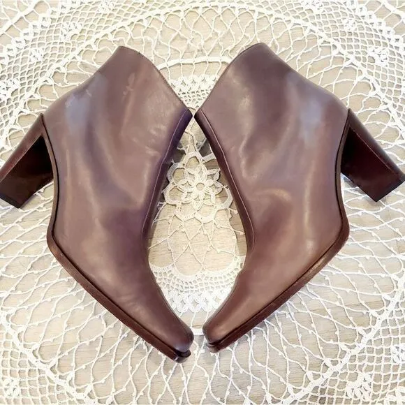 Parlanti Leather Square Toe Heeled Ankle Boots