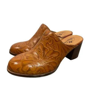 Patricia Nash tooled leather clogs shoes women’s 8 western cowgirl mules artsy