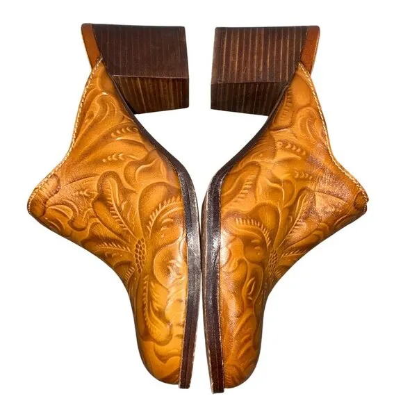 Patricia Nash tooled leather clogs shoes women’s 8 western cowgirl mules artsy