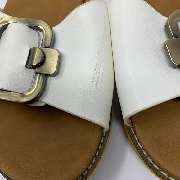 Patrizia Spring Step Women's Size 37 US 6.5-7 Leather Upper Flat Sandals White