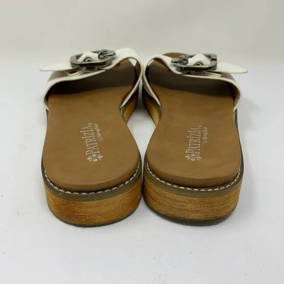Patrizia Spring Step Women's Size 37 US 6.5-7 Leather Upper Flat Sandals White