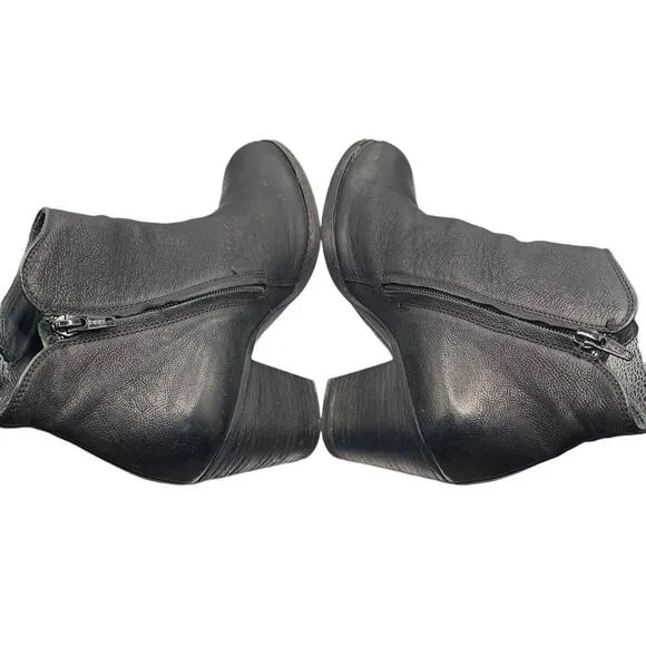 Paul Green Aubrey Ankle Boots Heels Western Double Zip 8.5 Black Leather
