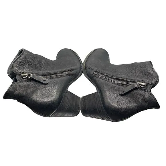 Paul Green Aubrey Ankle Boots Heels Western Double Zip 8.5 Black Leather