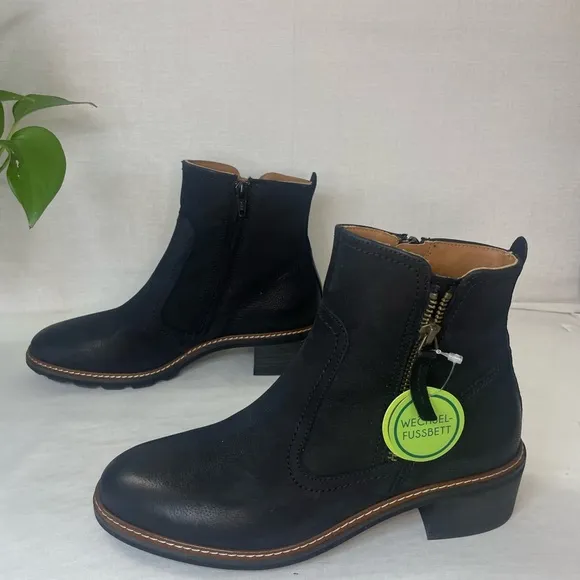 PAUL GREEN‎ DIEGO BOOTIE ZIP MOTO BIKER BLACK NUBUCK BURNISHED ZIP 6 US