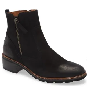PAUL GREEN‎ DIEGO BOOTIE ZIP MOTO BIKER BLACK NUBUCK BURNISHED ZIP 6 US